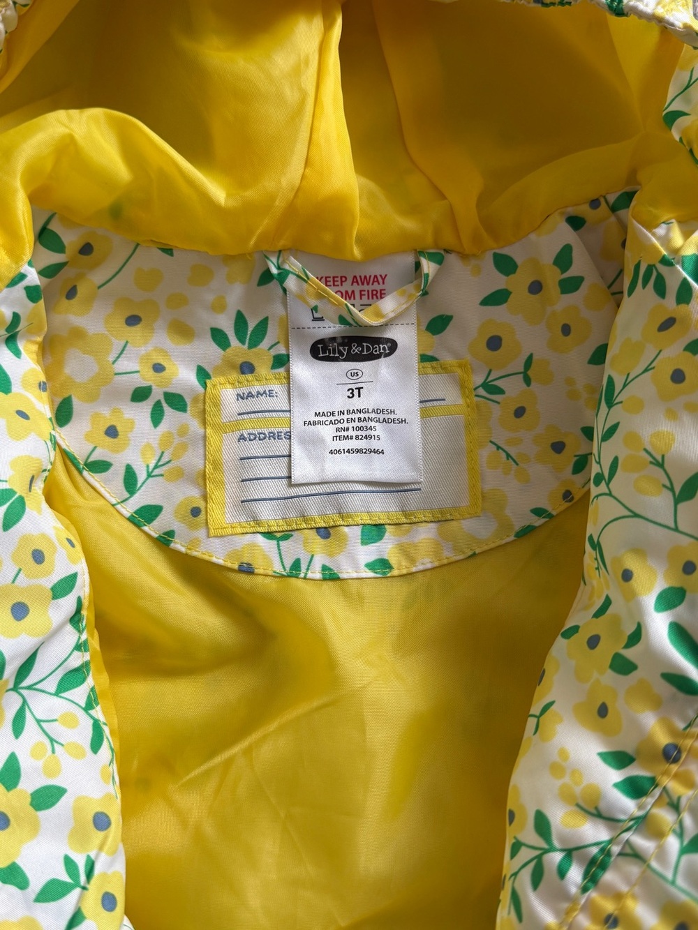 Kids Floral Hooded Raincoat in Yellow - Unbranded - Picture 7 of 10